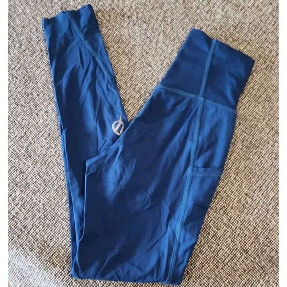 P'Tula High Waisted Luxe Leggings‎ Blue Turquoise Size XXS compression Pockets